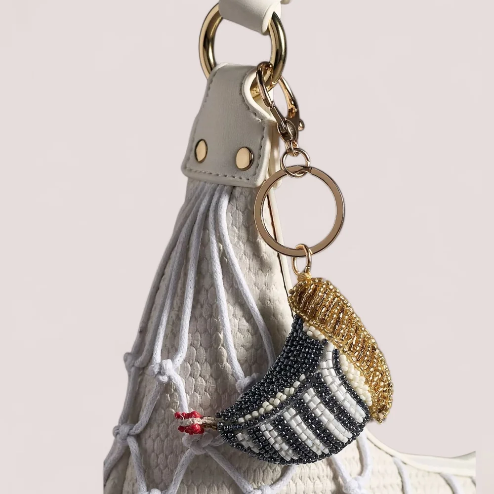 Anthropologie Under The Sea Beaded Bag Charm Key Holder